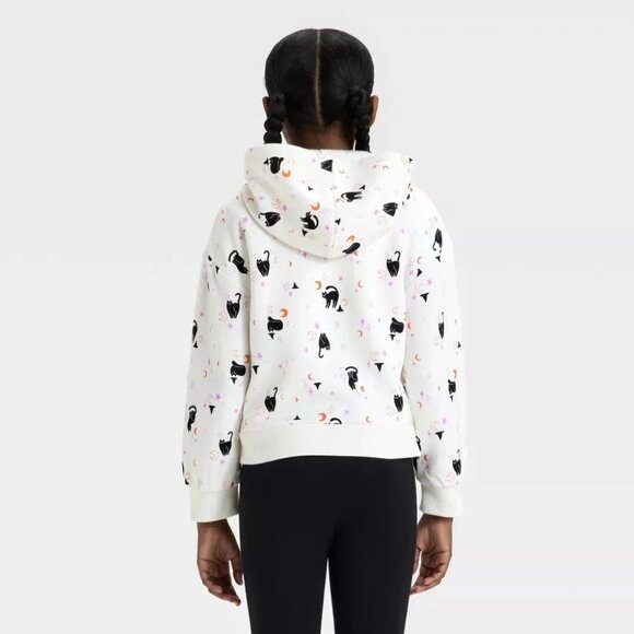 Girls Cat & Jack Cat & Witch Hat Halloween Hoodie Sweatshirt Size 8 10/12 NWT - Picture 2 of 3